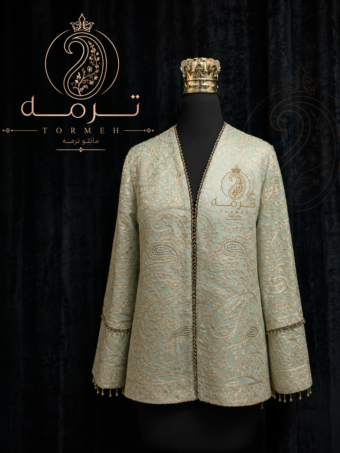 کت مجلسی زنانه حریر ،گلدوزی شده دارای سایز 1،2